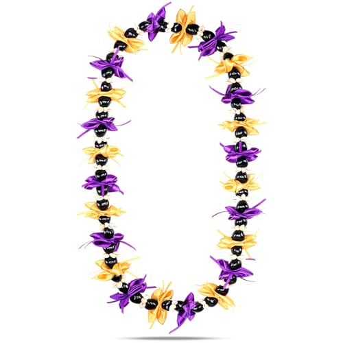 Knitgrip 47 Inch Class of 2026 Graduation Lei Hawaiian Nut Lei 2026 Kukui Nuts Necklace for Women Men Graduation Ceremony(Purple and Gold,Kukui Nut) by Knitgrip - Used condition - US$8.56