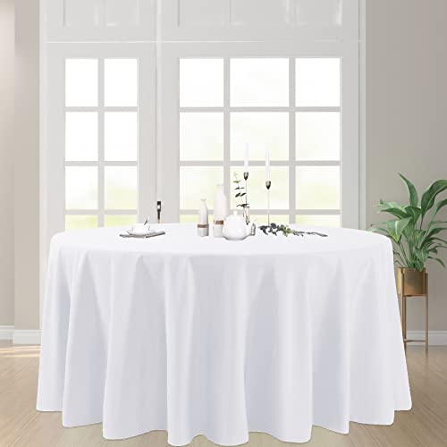 luccido 6 Pack Round Tablecloth 120 Inches White Table Cloth Stain and Wrinkle Resistant Washable Polyester Fabric Table Cover for Party, Wedding and Banquet Decoration by luccido - Image 6