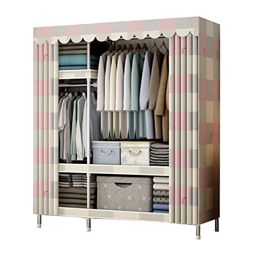 Penderie en toile avec tringle de suspension pliable en tissu gris pour vêtements