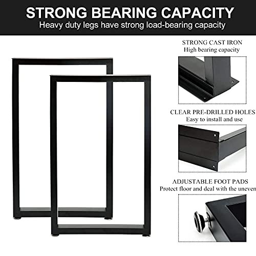 Homekayt Metal Table Legs 28''Hight 17.7'' Wide Heavy Duty Furniture Legs, Modern Desk Legs Multiple Uses For Dinning Table Coffee Table (Rectangle Shape, 2Pcs)-Black #TOP1