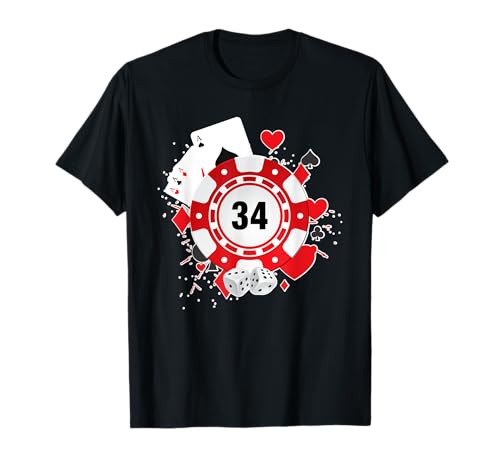 34 años de cumpleaños Casino amor juego camisa jugador regalo Camiseta