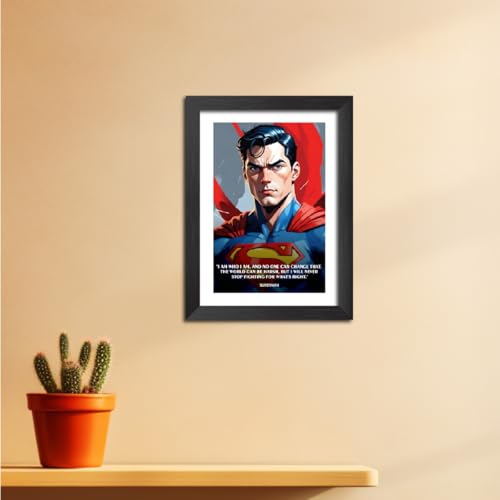 Image of TenorArts Superman Poster with Quotes Comics Photo Frame Painting With Black Wooden Textures (12inches x 9inches)