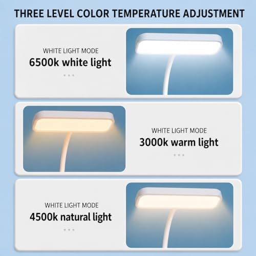 Image of FLYNGO Plastic 3 Color Mode Led Study Table Desk Lamp for Students with Pen & Phone Holder, Rechargeable Touch On /Off Studying