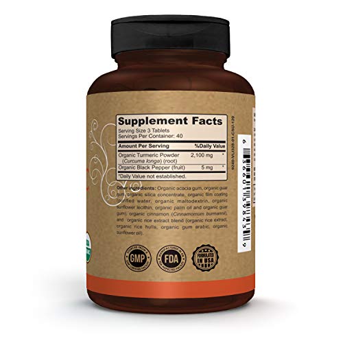 Pomona Wellness Organic Turmeric Supplement 1,400 Mg, Turmeric Curcumin With Black Pepper For Absorption, For Joint Support, Immunity, And Inflammation, Usda Organic, Non-Gmo, Vegan, 120 Tablets #TOP5