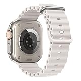 BHUIJIC Ocean Band Compatiable with Apple Watch Ultra Band 49mm 46mm 45mm 44mm 42mm for Men Women, Sport Wristband Adjustable Silicone Strap for Apple Watch Ultra 3 2 1 iWatch Series 11 10 9 8 7 6 5 4 SE Starlight