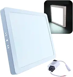 Painel Plafon LED de Sobrepor 18W Quadrado 22x22cm Slim, 6500K, Estrutura Metálica – Luz Branca Fria Premium