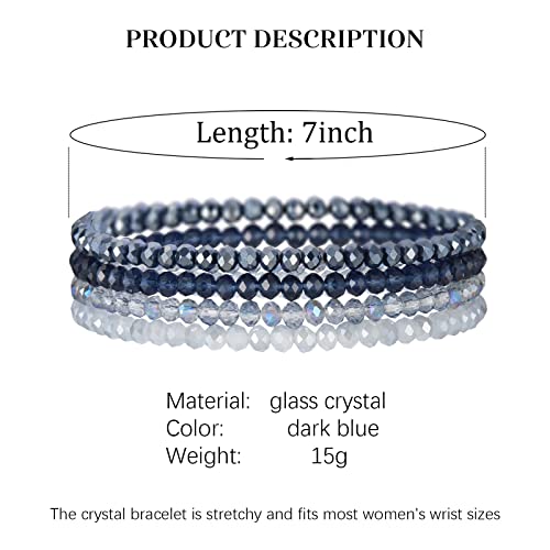 Noessla Beaded Boho Stretch Bracelet Colorful Stackable Crystal Beads Bracelets Trendy Costume Jewelry Mothers Day Gifts For Women (Dark Blue) #TOP5