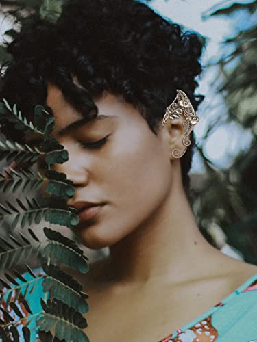 Punk Fairy Elf Ear Cuff Earring For Women Antique Silver Flower Leaf Elf Ear Cuff Wrap Clip-On No Piercing Earrings Goth Ear Cuff Jewelry For Party Christmas Costume Cosplay Jewelry Gift #TOP1