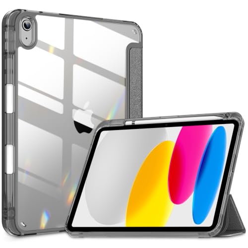 VIKESI for iPad A16 11-inch 2025 and iPad 10th Generation Case 10.9 inch Released in 2022, Matte Slim Hard Back, Soft TPU Frame, Pencil Holder and Auto Sleep/Wake Cover - Silver Gray