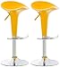 Lot de 2 Tabourets de Bar Design Saddle - Chaise Haute avec Assise en Plastique Solide - Tabouret de Bar Hauteur Réglable et Pivotant Repose-Pied, Couleur:Jaune