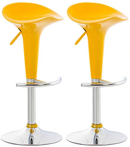 CLP Lot de 2 Tabourets de Bar Design Saddle - Chaise Haute avec Assise en Plastique Solide - Tabouret de Bar Hauteur Réglable et Pivotant Repose-Pied,...