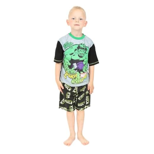 The Incredible Hulk Crash Krunch - Pijama corto para niños Verde verde 4-5 Años