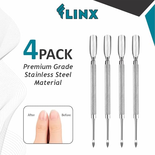 FLINX Metal Cuticle Pusher Tool 4 Pc Nail Manicure Tools Nail tools for Manicure & Pedicure, Metal Cuticle Pushers and Scraper, Nails Cuticles Pusher Cuticle Tools for Nails - Thumbnail 2