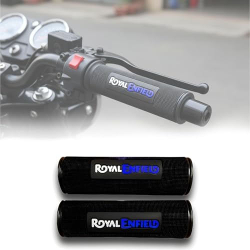 Image of EAZ Grip Covers for Royal Enfield Written, Universal for Royal Enfield Bikes, Set of 2pc (Blue)