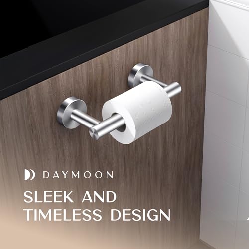 Day Moon™ - Toilet Paper Holder - Modern Roll Holder for Bathroom - 1 Pack - Wall Mount - Classic, Brushed Nickel by Day Moon Designs - Image 2