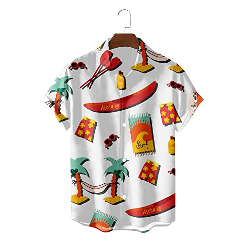 Chemise hawaïenne aux finitions soignées imprimé tropical seaside haut de gamme