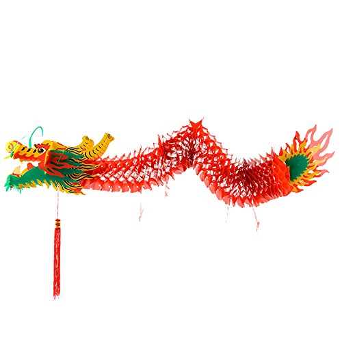 Lux Hanging Dragon Decoration 3D Handmade Traditional Chinese New Year Party Paper Dragon Hanging Paper Decor For Lantern Festival (39 Inch) #TOP12