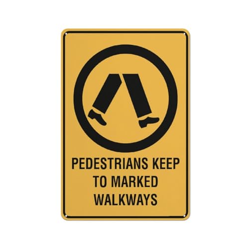 Pedestrians Keep To Marked Walkways Sign 8"x12" Metal Aluminum, Weather