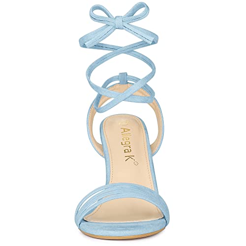 Allegra K Allegra K Women's Lace up Strappy Blue Heels High Stiletto Heel Sky Blue Sandals 7 M US