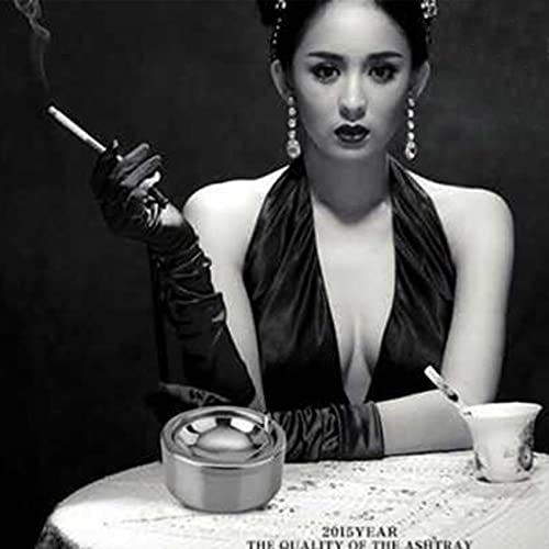 Outdoor Ashtray With Lid, Hanlongyu Flip Top Stainless Steel Ash Tray Sets For Weed, Metal Windproof Ashtrays For Cigarettes, Smokers, Desktop Smoking Ashtray Office Patio Home Decor #TOP1