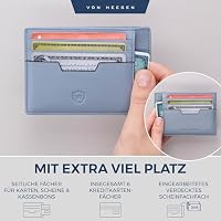 VON HEESEN Echtleder RFID Kartenetui aus Nappa-Leder - 9 Fächer - Querformat Kreditkartenetui für Damen & Herren (Hellblau) – Ansicht 5