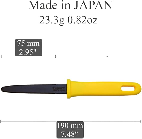 CANARY Cardboard Cutter with Non-Stick Coated Blade - 7.5 Box Cutter Utility Knife for Breaking Down Boxes & Opening Packages - Made in Japan, Yellow