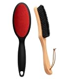 2-teiliges Set Kleiderbürste Fusselbürste Kleidung,mit Kleiderbürste und Buchenholz-Bürste, Effektive Entfernung von Fusseln und Haaren auf Kleidung und Möbeln, Praktisches Haushaltswerkzeug für die