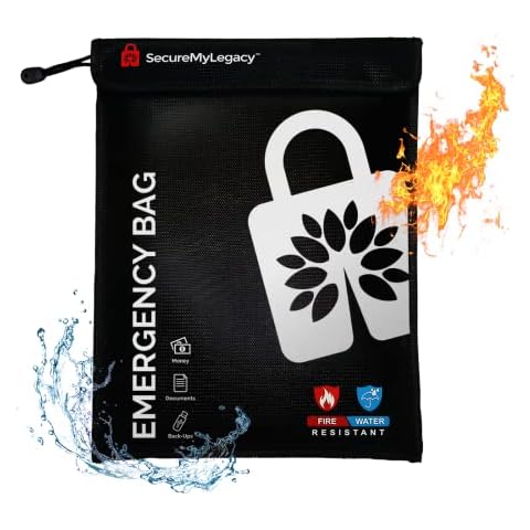 Secure My Legacy Fire and Water Resistant Bag - Protect Documents, Money, Jewelry, Photos - (11 x 15 Inches) Cover