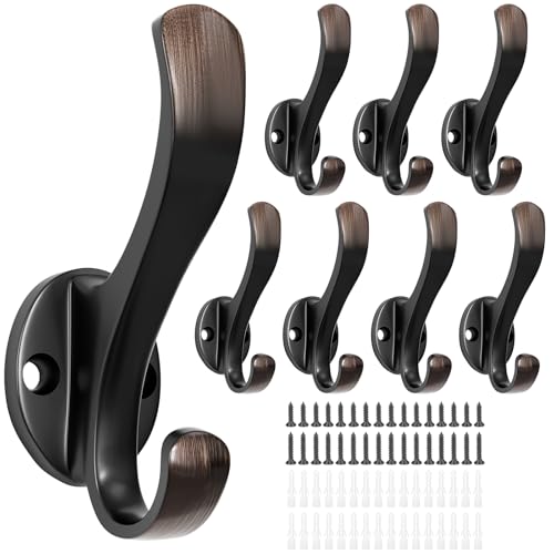Ruiziiz Coat Hooks Heavy Duty - Easy to Install Metal Towel Hooks Screw-in Wall Hooks for Hanging Hat, Towel, Key, Robe, Scarf, Bag, Cap (8 PCS Retro)