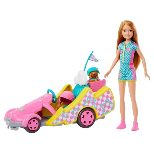 Barbie - Stacie Go-Kart, Playset Con Bambola E Veicolo Funzionante, Include Cucciolo, Foglio Di Adesivi E Accessori, Dal Film And Stacie To The Rescue