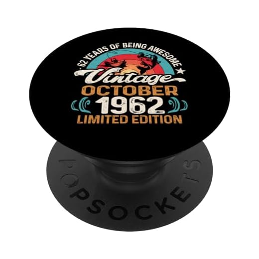 Vintage 62 cumpleaños 62 pescadores de un año nacidos en octubre 1962 PopSockets PopGrip Intercambiable