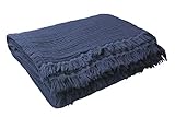 100% Organic Cotton Throw Blanket for Couch, Adult, Home, 4-Layer Muslin Pre-Washed Plant Dyed Yarn,