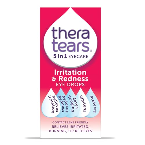TheraTears Irritation & Redness Eye Drops | Relieves Irritated Burning or Red Eyes with Natural Whitening | Contact Lens Friendly |5 in 1 Eye Care Drops | 10ml