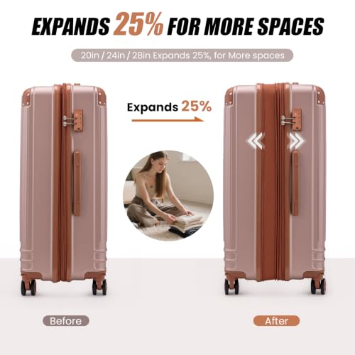 Image of KUNEL Luggage Sets 5 Piece, Hardshell Expandable Suitcase, 20 /24 /28inch