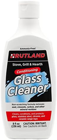 Rutland Hearth and Grill Conditioning Glass Cleaner, USA-Made Fireplace and Wood Stove High Temperature Glass & Stovetop Cleaner, RTV Silicone Layering Formula, 8 Oz