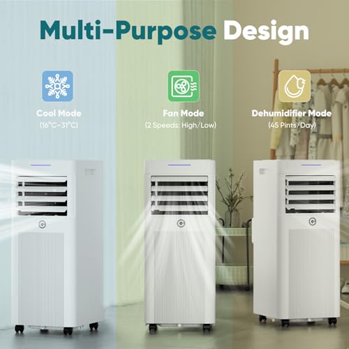 Air Conditioning Unit, 9000 BTU Portable Air Conditioner with 4-In-1 Cooling & Dehumidifier & Cooling Fan, Powerful Mobile AC Unit with Remote Control, 24H Timer & Window Kit for Rooms Up to 269sq.ft - Image 3
