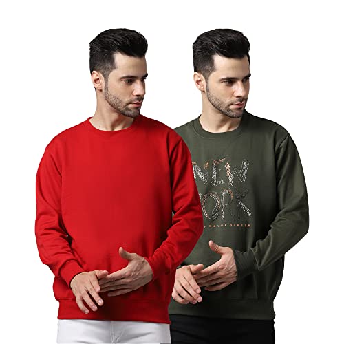 Image of Mack Jonney Fleece Round Neck Printed Sweatshirt for Men (Pack of 2)-SW RRN MRN 44 MRN 02-P