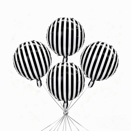 OIWLCI Halloween Party Decorations, Skeletons Skull Balloon and Black and White Striped Balloons, Halloween Balloons Foil, Masquerade Themed Party Decorations, Halloween Decorations for Outdoor