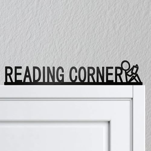 Reading Decor Sign - Versatile Door Topper & Corner Accent, Ideal for Reading Nook Decor or Bookshelf Decorative, Black