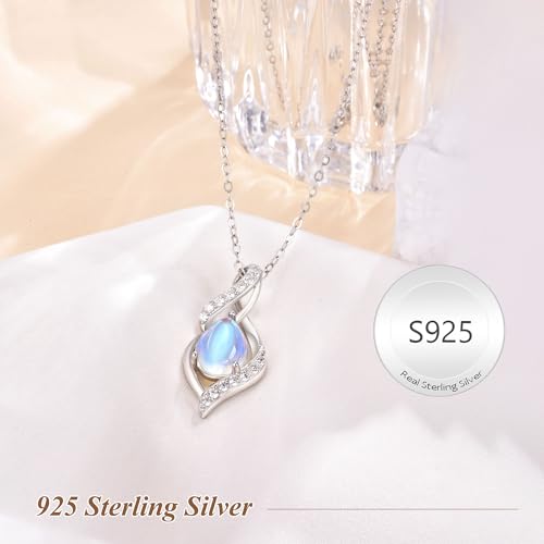 Myfresty 925 Sterling Silver Moonstone Necklace, Moonstone Pendant June Birthstone Necklace Jewelry for Women, Inspirational Birthday Graduation Gifts for Friend Sister Daughter Gift — view 5