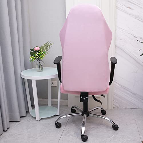Image of WOMACO Gaming Chair Slipcover Stretch Seat Chair Cover for Leather Computer Reclining Racing Ruffled Gamer Chair Protector (Pink, One-size)