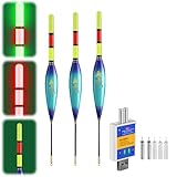 ACAREY LED Posen Angeln Set mit Bissanzeiger, Doppelfarbige Nachtfischboje, Leuchtposen Angel 4g/5g/6g/7g/8g/9g Tragkraft, Inkl. Batterien Ladegerät, Angelzubehör Für Fluss und See (5g/7g/9g-B)