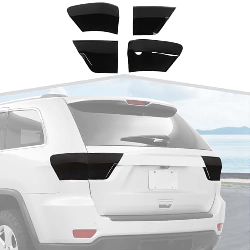 amayum Smoked Tail Light Covers fit for Jeep Grand Cherokee 2011 2012 2013 Rear Brake Lamp Overlay Taillight Lamp Guard Exterior Accessories