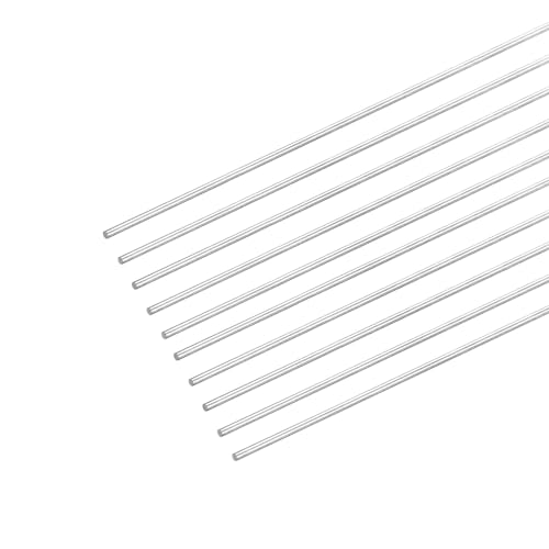 uxcell 304 Stainless Steel Round Rods, 1mm x 350mm Solid Shaft Rods for DIY Craft Model Car Helicopter Airplane, Pack of 10