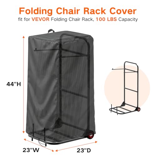 Image of Folding Chair Rack Cover for VEVOR Hanging type | Waterproof Chair Cart Cover, Folding Chair Storage Dolly Chair Holder Covers- 23 inch L x 23 inch W x 44 inch H