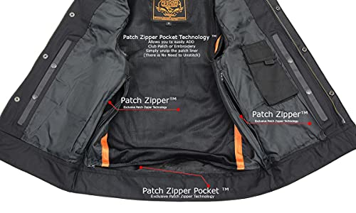 Milwaukee Leather Lkm3710 Men's Black Club Style Leather Vest With Open Neck - X-Large #TOP3