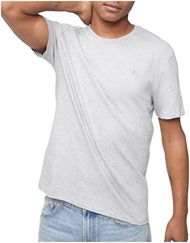 Calvin Klein Men's Smooth Cotton Solid Crewneck T-Shirt, Heroic Grey Heather, Large #TOP2