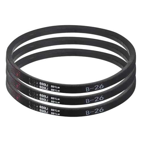 Image of uxcell 3 Pack B26 Classic Wrapped V-Belt, 28 inch Outside Circumference Wrapped Industrial Rubber V-Belt B Profile V-Belt for Industrial Machinery Equipment, Black