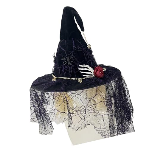 Chapeau punk crâne dentelle léger et aéré pour éviter la chaleur en soirée Halloween