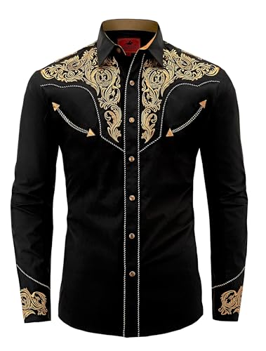 Amazon.com: DIFICIL SLOG Men's Western Cowboy Shirt Embroidered